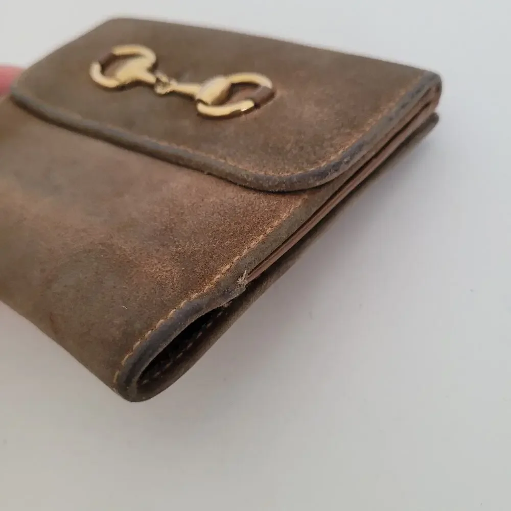 GUCCI Horsebit Suede Leather Wallet Card Compact Bifold Brown Medium Box - Picture 15 of 15